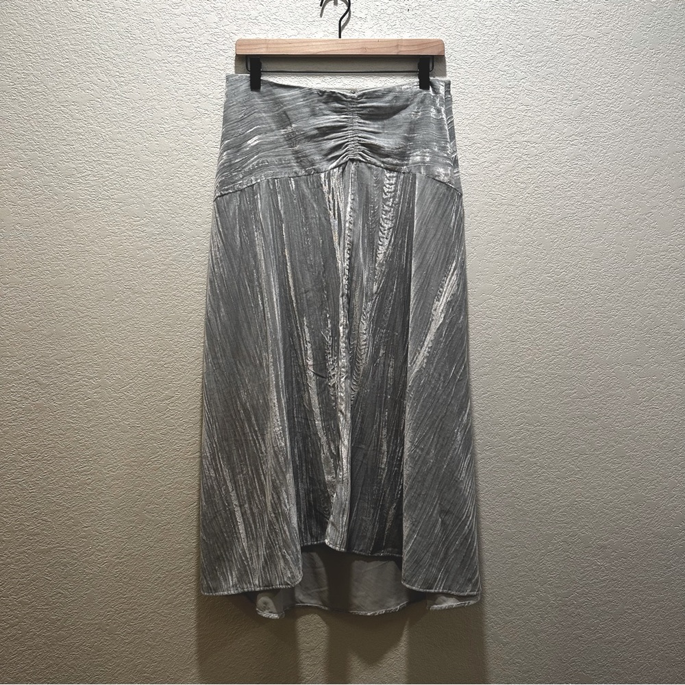 Vince | Pale Blue Silver Toned | Velvet High Low Skirt | Size 6